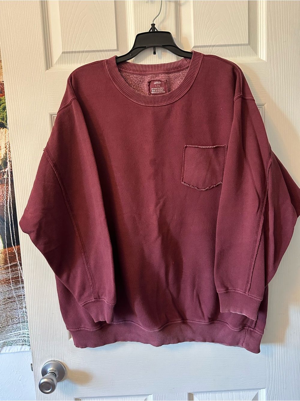 aerie Crewneck Sweatshirt in Burgundy